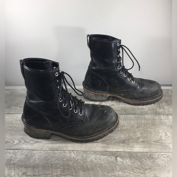 Mens Red Worx Shoes 5470 Logger Steel Toe Leather Work Logging Boots Size 8.5 M main image 6